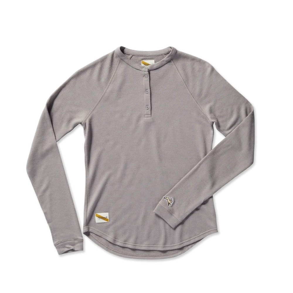 Tracksmith Fells gray henley merino shirt